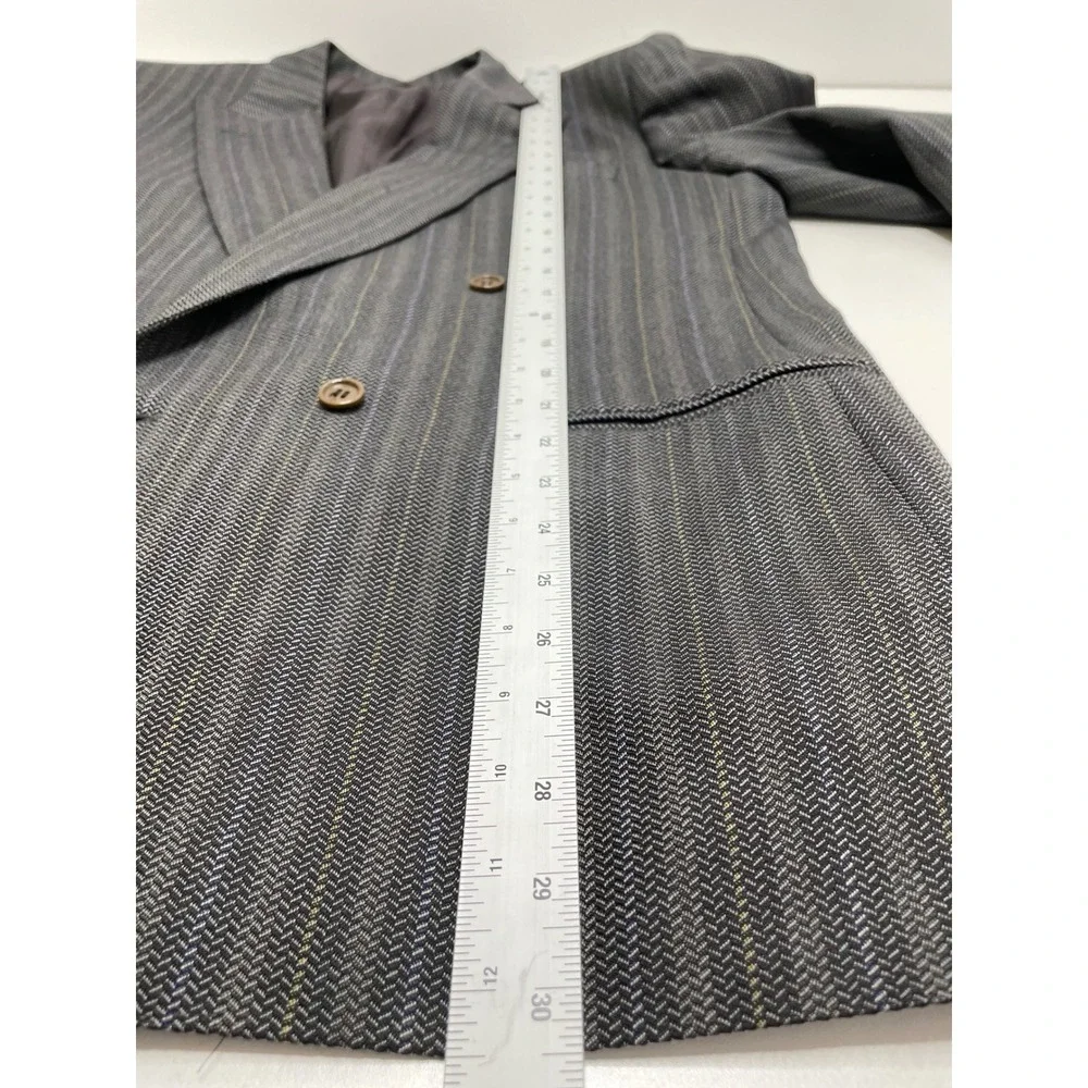 Vtg‎ Lanvin Boutique Italy Wool Double Breasted Blazer Suit Gray Mens Size 50